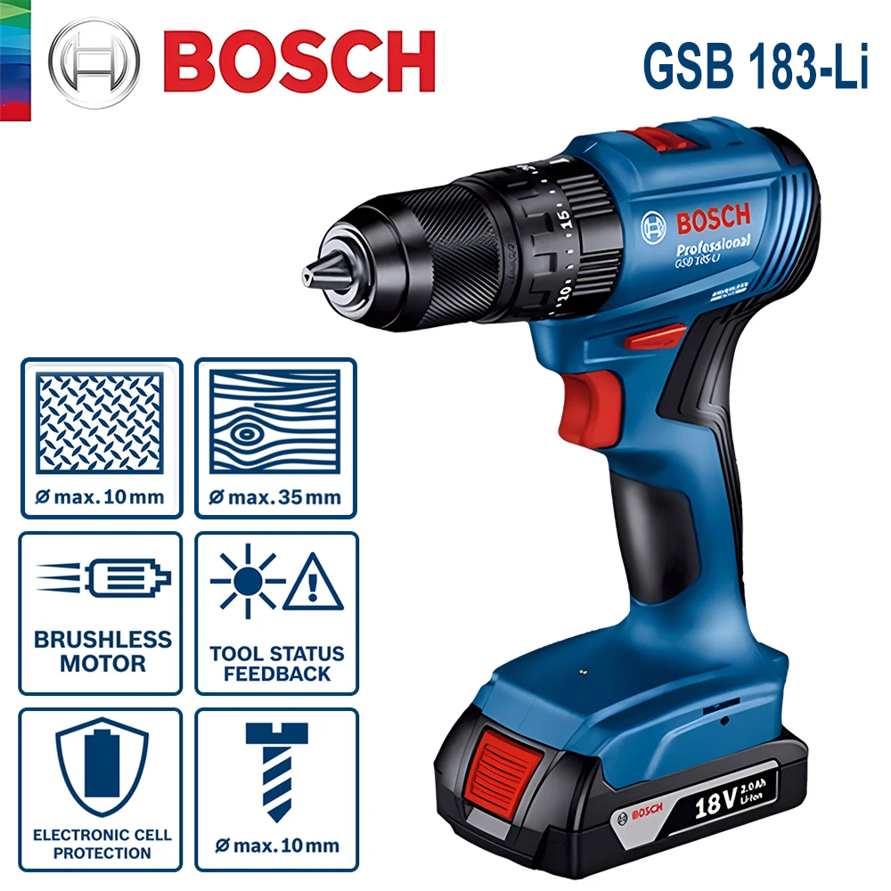 Power Tools Impact - Perceuse-visseuse électrique Bosch GSB 183-LI, perceuse